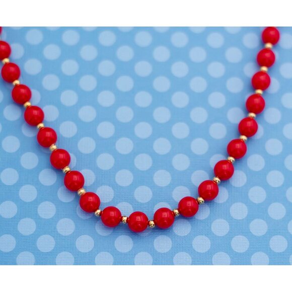 Vintage Boho Red Beaded Necklace 31 Inches by Monet - M14 - Picture 1 of 4